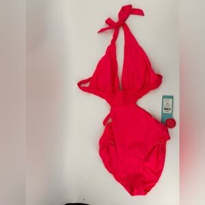 Beach bunny Nina cutout one piece full neon hot pink color barb size m nwt